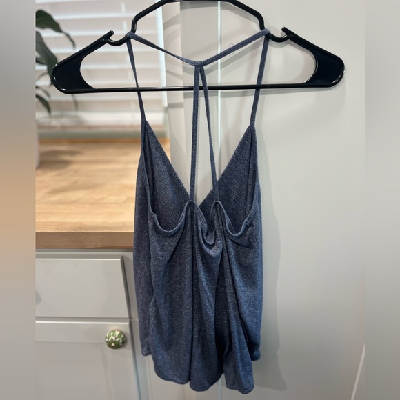 Abercrombie & Fitch A&F Wrap Heather Blue Tank Top Cami Blouse size Small 👚 - Picture 2 of 4